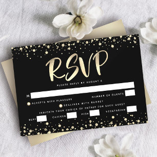Bat Mitzvah Zwart Gouden Folie Glitter Script Entr RSVP Kaartje