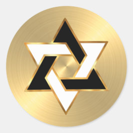 Bat Mitzvah Zwart Wit Ster van David op Goud Ronde Sticker