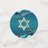 Bat Mitzwa 2 Foto Agate Turquoise Ombre Script Confetti (Kleine voorkant)