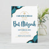 Bat Mitzwa Eenvoudig Modern Turquoise Agaat Script Kaart (Staand voorkant)
