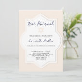 Bat Mitzwa Moderne Blush Davidster Kaart (Staand voorkant)