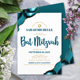 Bat Mitzwa Moderne Eenvoudige Turquoise Agate Scri Kaart
