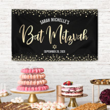 Bat Mitzwa Moderne Zwarte Gouden Folie Glitter Sch