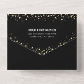 Bat Mitzwa Moderne Zwarte Gouden Glitter Script Fe All In One Uitnodiging (Achterkant)
