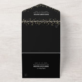 Bat Mitzwa Moderne Zwarte Gouden Glitter Script Fe All In One Uitnodiging (Buitenkant)