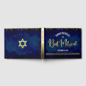 Bat Mitzwa Navy Watercolor Script Echte Goud Folie Gastenboek (Volledig)