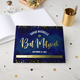 Bat Mitzwa Navy Watercolor Script Echte Goud Folie Gastenboek