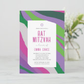 Bat Mitzwa uitnodiging modern abstract (Staand voorkant)