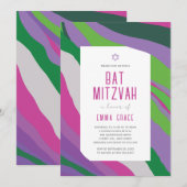 Bat Mitzwa uitnodiging modern abstract (Voorkant / Achterkant)