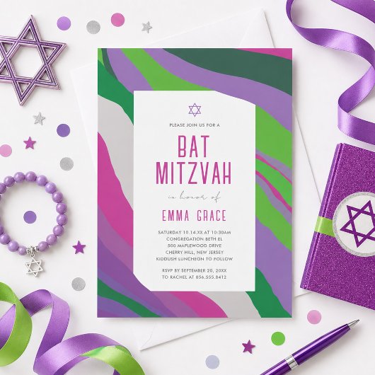 Bat Mitzwa uitnodiging modern abstract