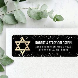 Bat Mitzwa Zwarde Gouden Glitters Vet Retouradres Etiket
