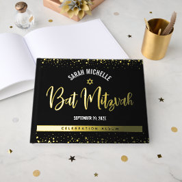 Bat Mitzwa zwart schrift modern echte goud folie Gastenboek