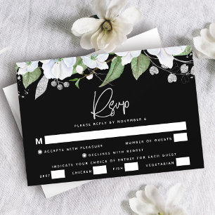 Bat Mitzwa zwart zilver schrift waterverf bloemmot RSVP Kaartje