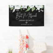 Bat Mitzwa zwart zilver schrift waterverf bloemmot Spandoek (Insitu)