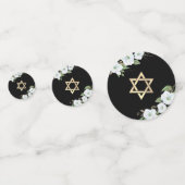 Bat Mitzwa Zwarte Goud Schrift Bloemrijke Waterver Confetti (Voorkanten)