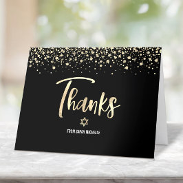 Bat Mitzwa Zwarte Gouden Glitter Folie Elegant Sch Bedankkaart