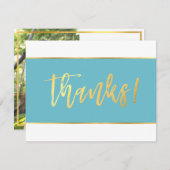 BAT MITZWAH DANK modern turquoise blauw goud Bedankkaart (Voorkant / Achterkant)