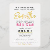 BAT MITZWAH modern script mooie roze goud Folie Uitnodiging (Voorkant)