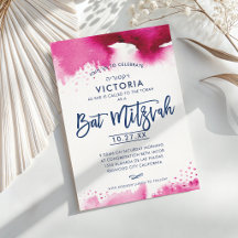 BAT MITZWAH moderne bescheiden donkerroze waterver