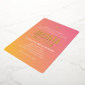 BAT MITZWAH moderne ster roze geel verloop  Folie Uitnodiging (Gedraaid)