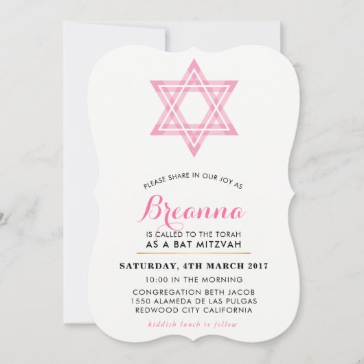 BAT MITZWAH schattige moderne pretiener ster van d Kaart (Voorkant)