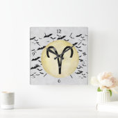 Bat Moon Aries Vierkante Klok (Huis)