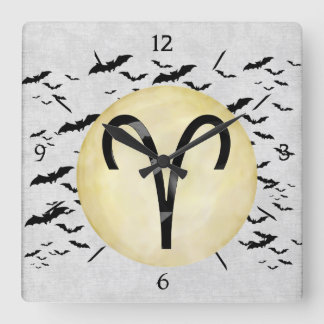 Bat Moon Aries Vierkante Klok