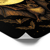 Bat Moon Halloween Gothic Spooky Natuur Night Poster (Hoek)