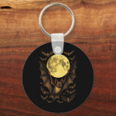 Bat Moon Halloween Gothic Spooky Natuur Night Sleutelhanger (Voorkant)