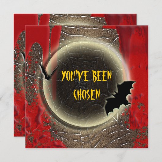 Bat moon halloween party kaart (Voorkant / Achterkant)