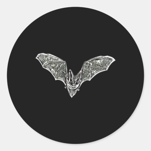 Bat Night Vampire Halloween Wing Flying Mammals Ba Ronde Sticker (Voorkant)