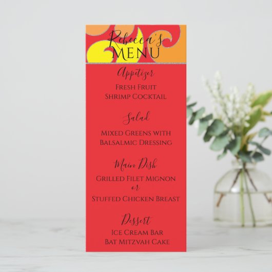 Bat of Bar Mitzvah 1960 het Menu van het Ontwerp v (Staand voorkant)