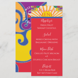Bat of Bar Mitzvah Elegant Sparkly Swirl Food Menu