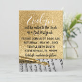 Bat of Bar Mitzvah Elegante Torah Yad uitnodiging (Staand voorkant)