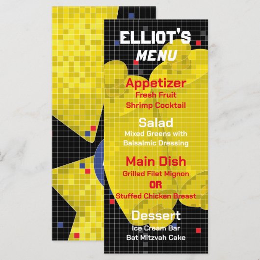 Bat of Bar Mitzvah GAME ON Food Menu (Voorkant / Achterkant)