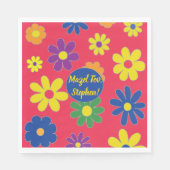 Bat of Bar Mitzvah Napkin Flowered Servet (Voorkant)