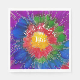 Bat of Bar Mitzvah Napkin kleurrijke inkten Servet