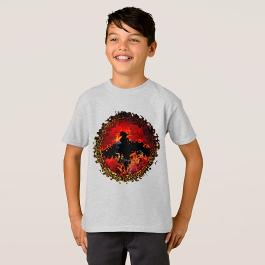 Bat op Fire Digital Art T-shirt (Voorkant volledig)