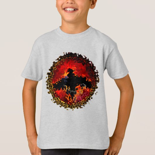 Bat op Fire Digital Art T-shirt (Voorkant)