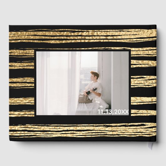 Bat or Bar Mitzvah Party Zwart Goud Gastenboek (Achterkant)