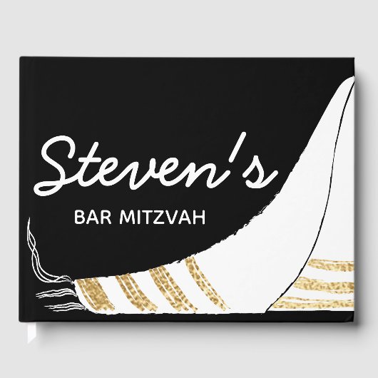 Bat or Bar Mitzvah Party Zwart Goud Gastenboek (Voorkant)