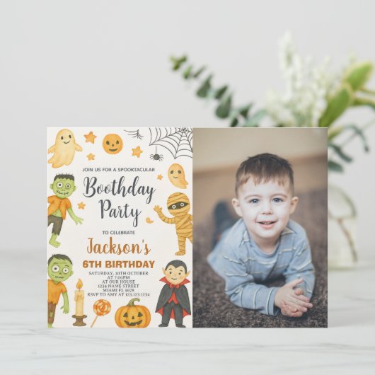 Bat Party Kinder Halloween Verjaardagsuitnodiging Kaart (Staand voorkant)