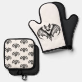 Bat Patterned Oven Mitt and Pot Holder set (Voorkant / Achterkant)