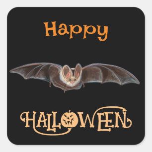 Bat Pipistrellus illustratie Happy Halloween Vierkante Sticker