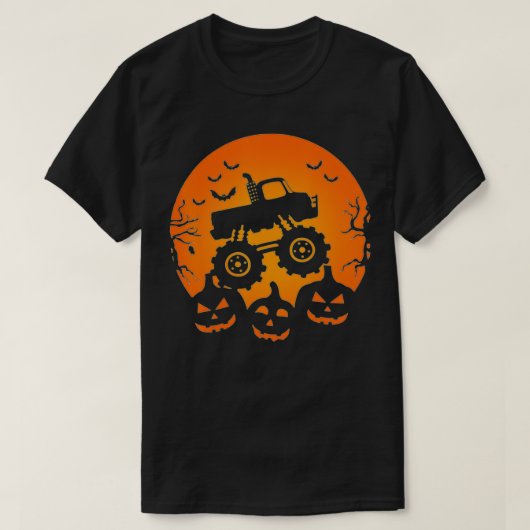Bat Pumpkin Costume Monster Truck Halloween T-shirt (Design voorkant)
