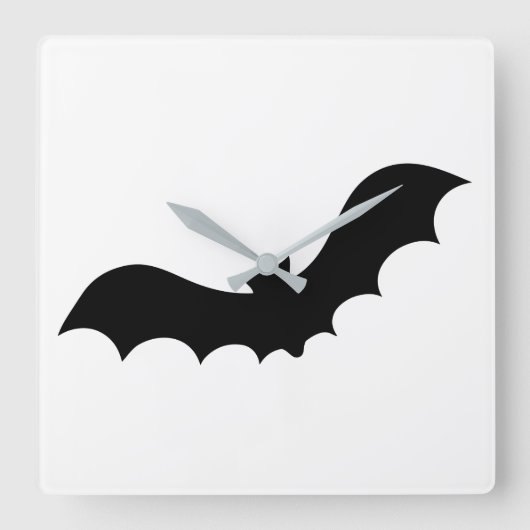 Bat Silhouette Vierkante Klok (Voorkant)