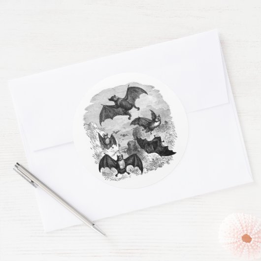 Bat Sketch Ronde Sticker (Envelop)