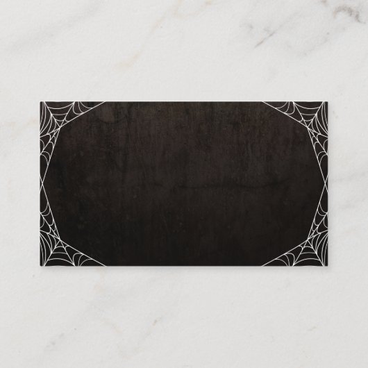 Bat & Spiderwebs Gothic Halloween Bruiloft Details Informatiekaartje (Achterkant)