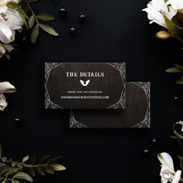 Bat & Spiderwebs Gothic Halloween Bruiloft Details Informatiekaartje