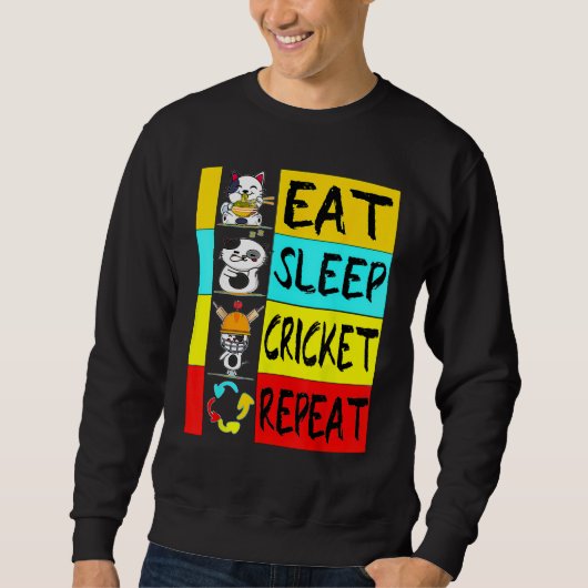 Bat Sports  Cricket Pro  Eat Sleep Cricket Repeat Trui (Voorkant)